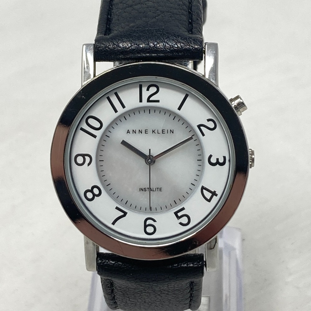 Anne Klein Easy Reader Watch Women 35mm Silver Tone MOP Dial New Battery 8.25" - Picture 2 of 16